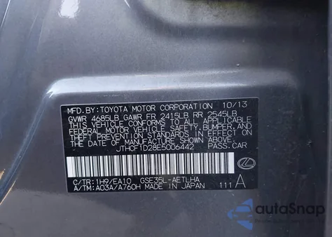 2014 Lexus Is 250 из США, поврежденный, VIN JTHCF1D28E5006442